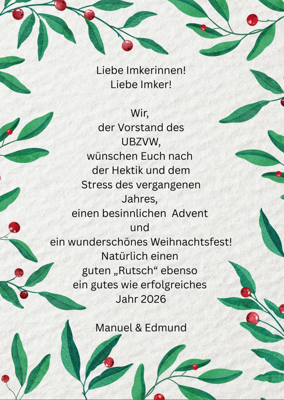 Imkerliche Weihnachtsfeier- und Adventsgrüße